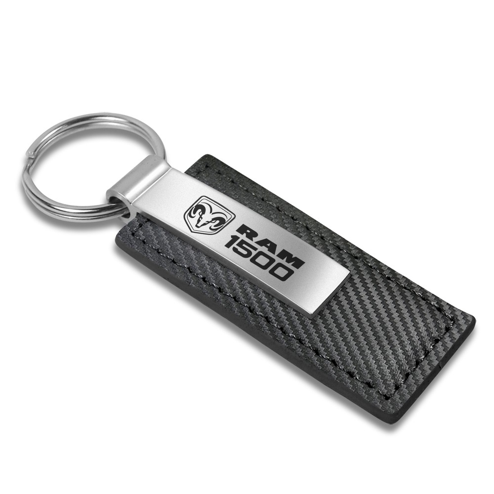 RAM 1500 Black Carbon Fiber Look Leather Key Chain