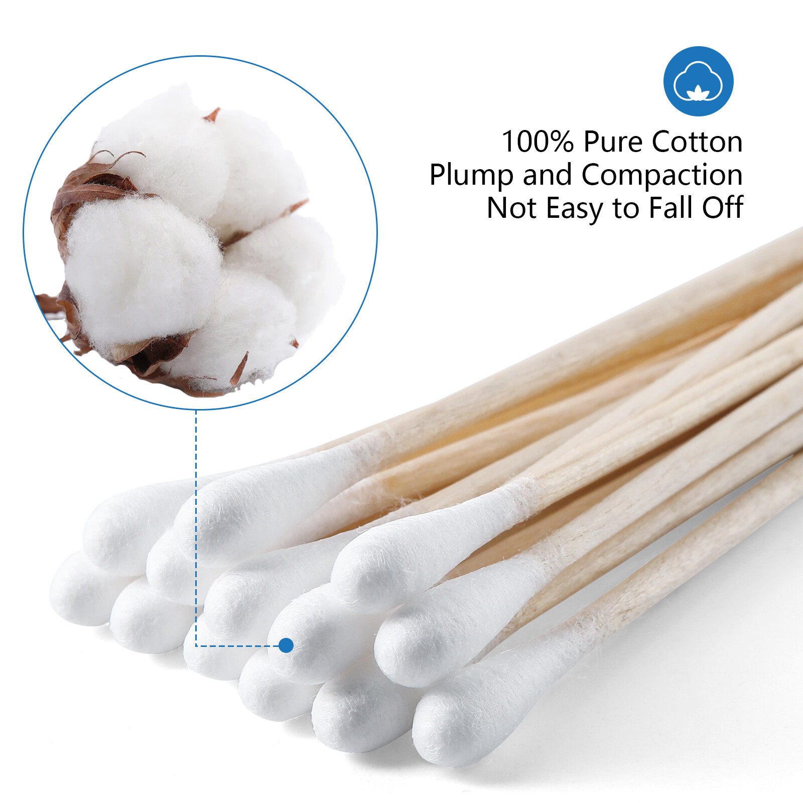 JMU 3" Sterile Cotton Swabs Q-tips Wood Handle Cleaning Applicators 200pcs/box