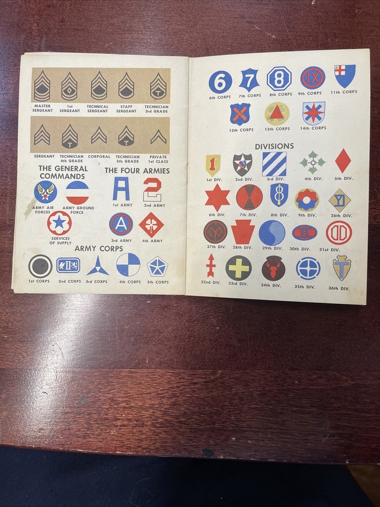 WWII 1943 A Pocket Reference Guide Army Navy Marine Corps Insignia Booklet
