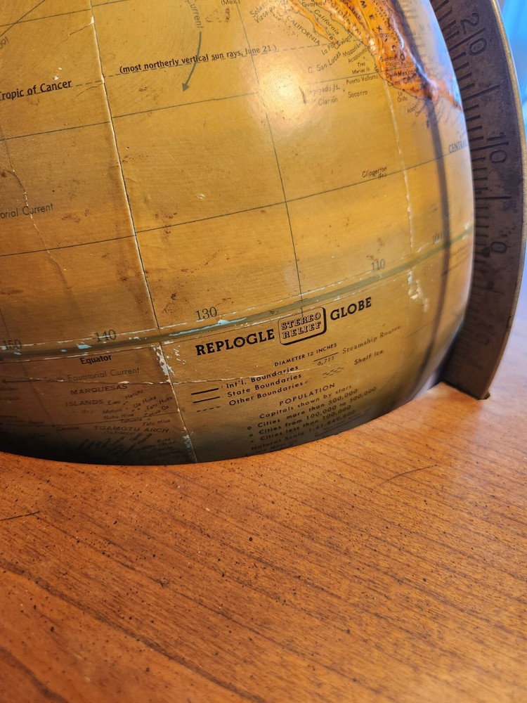 Vintage Replogle Stereo Relief 12” Globe USSR