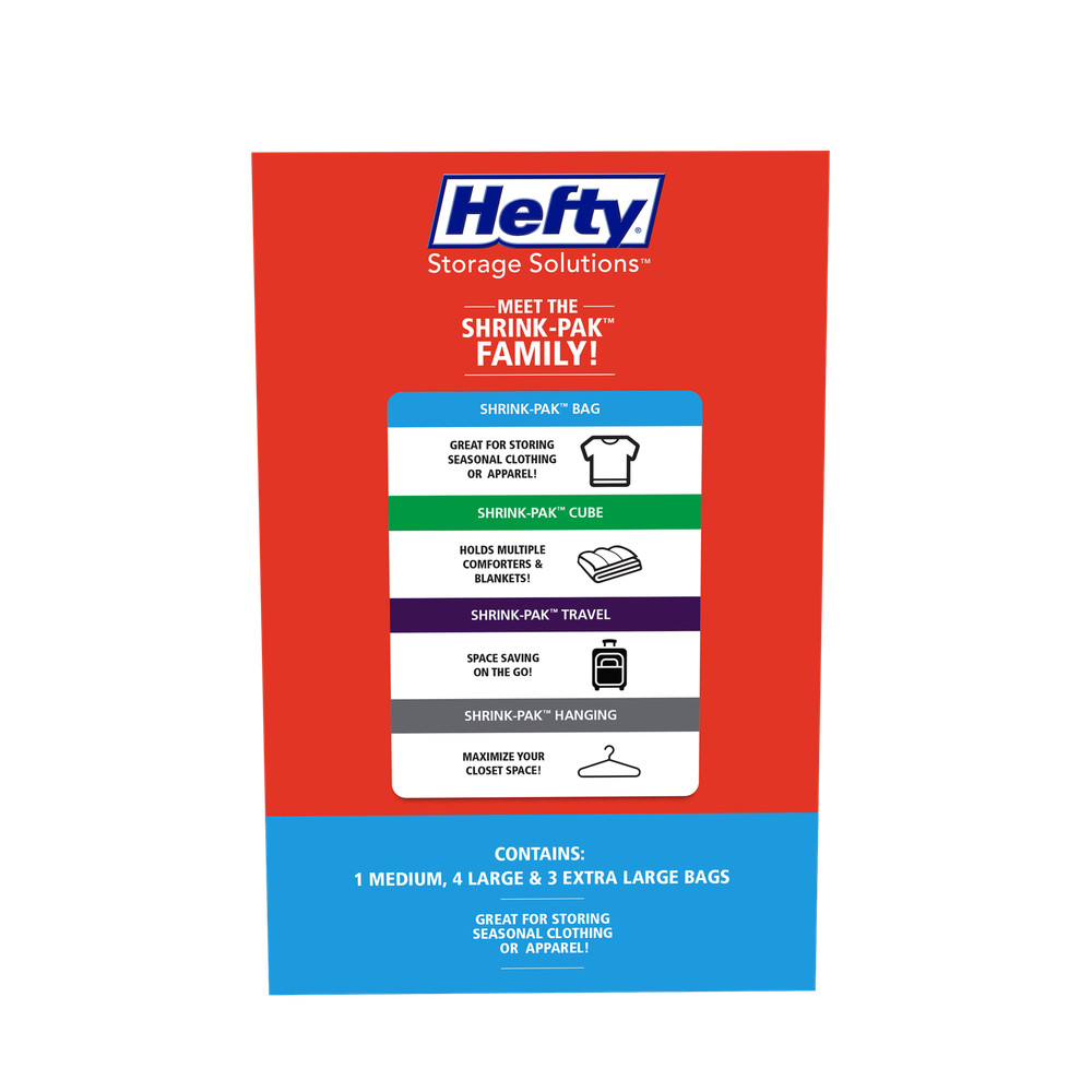 1 Medium, 4 Large,3 Extra-Large Vacuum Compression Storage Bags Closet Organizer