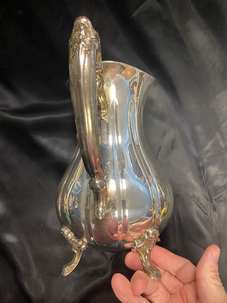 Vintage 80s Sheffield Silver Co Footed Water Pitcher Holloware S8506 9" Tall