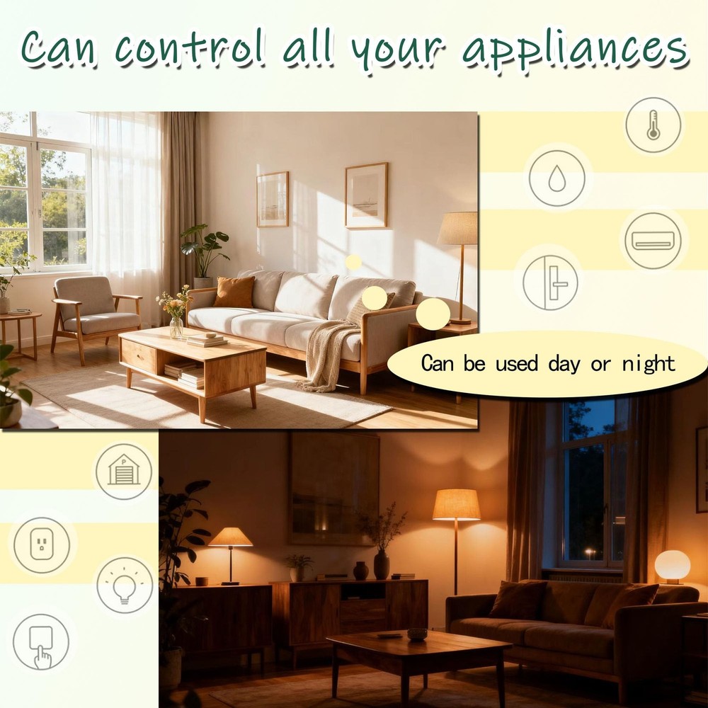 Wireless PIR Motion Sensor Switch with Outlet Adjustable Sensing/Delay Dual W...