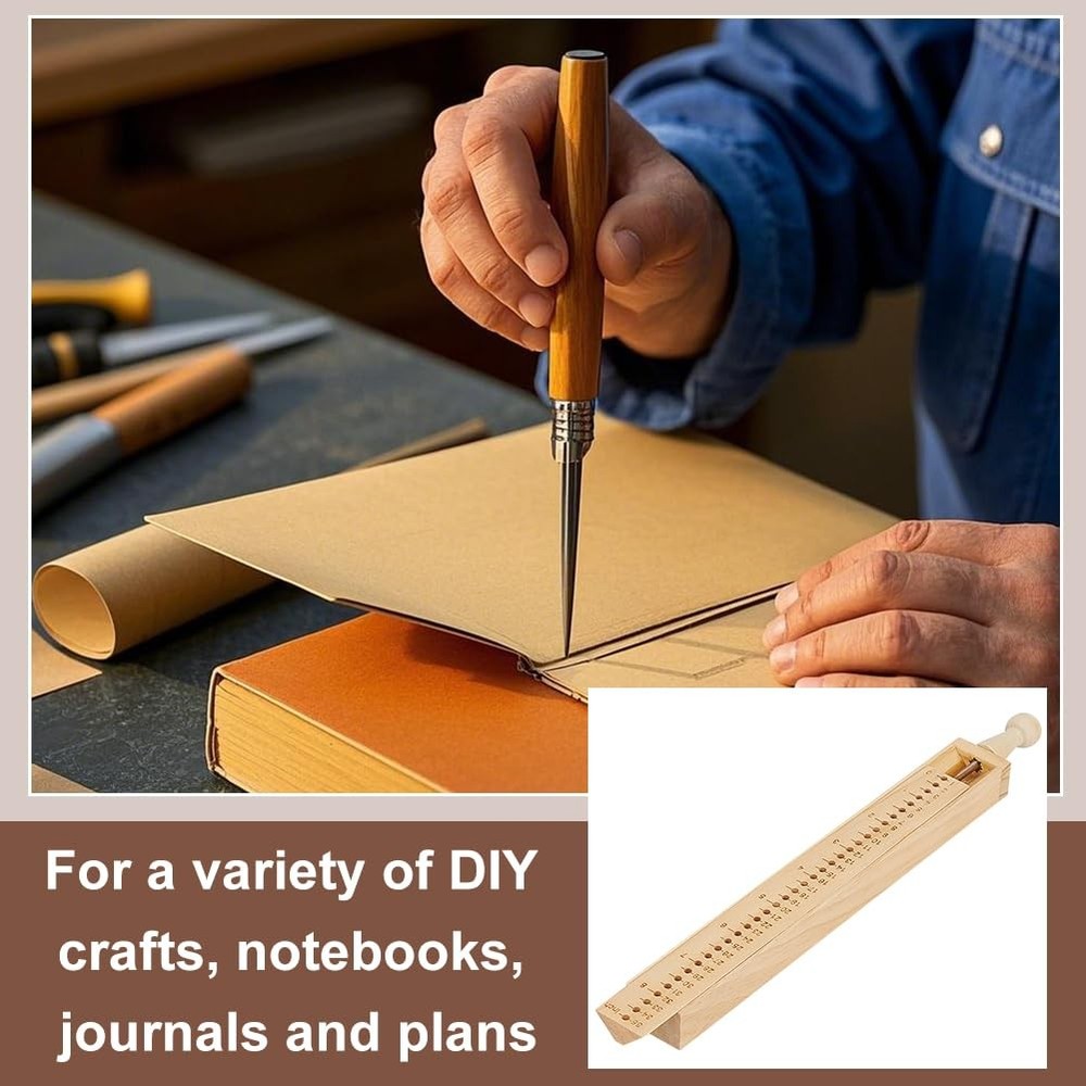 Wood Bookbinding Punching Tool Hand Account Binding Kit DIY Journal Notebook