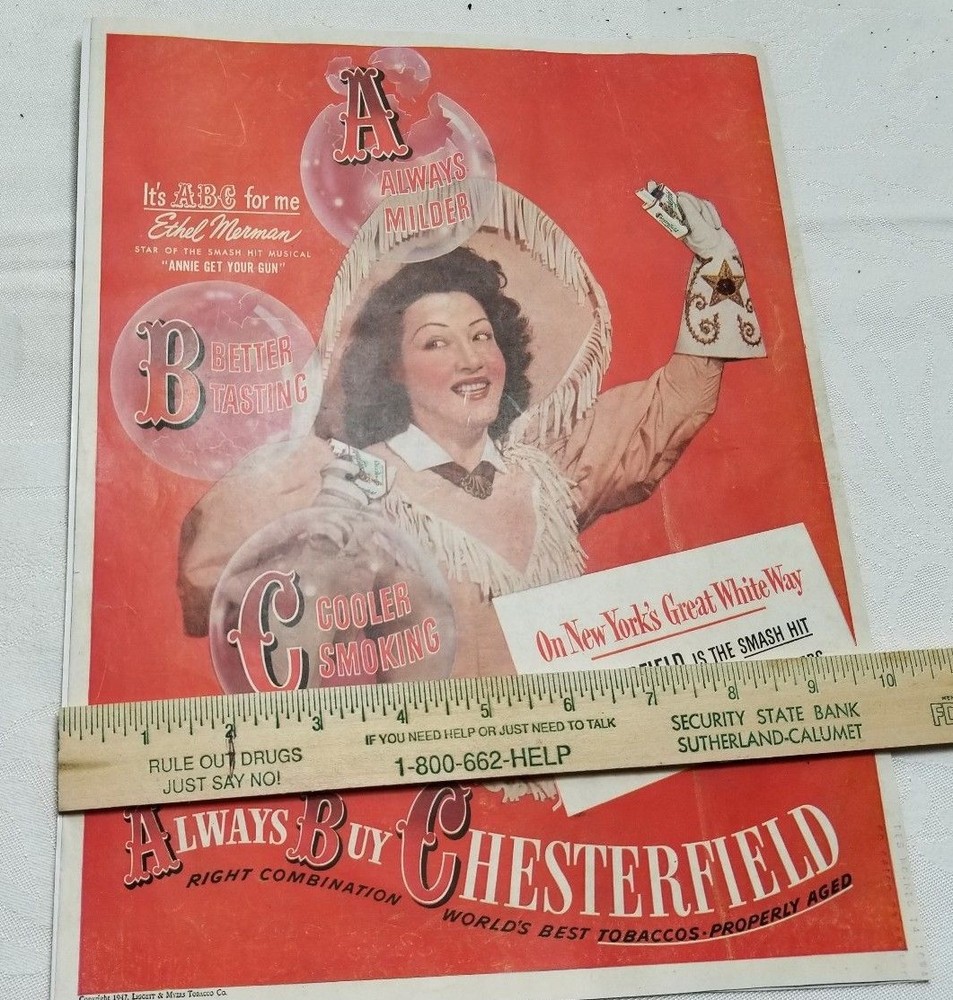 1947 CHESTERFIELD Cigarettes Full Page Advertisement