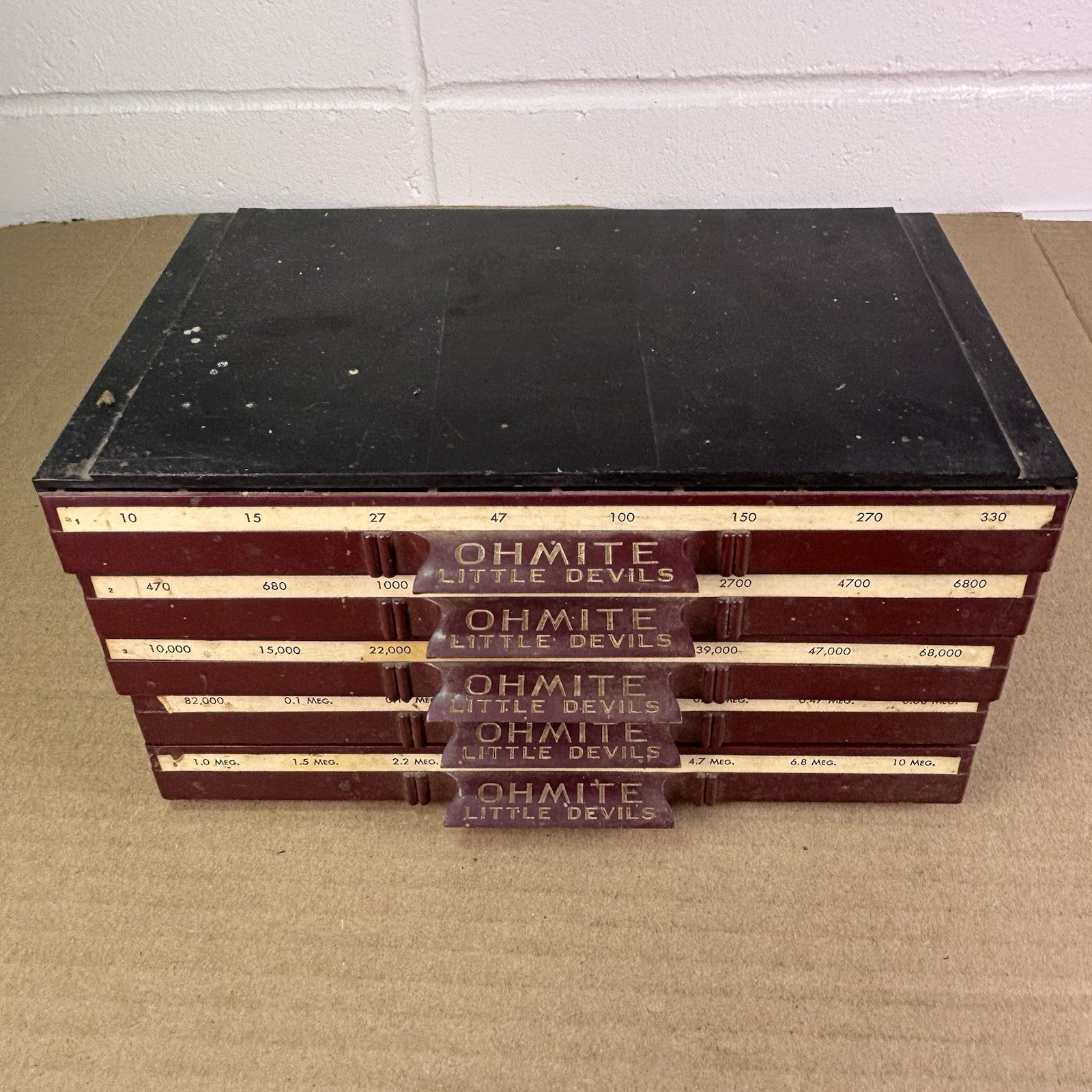 MASSIVE Lot of VTG NOS/USED Resistors w Ohmite Little Devils Storage Bin 9x5x4"