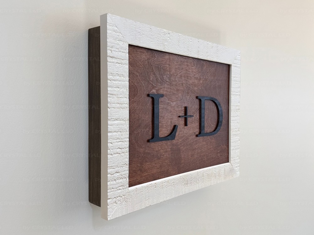 Hidden Gun Storage Wall Art – Personalized Concealment Case 3D Initials *WHITE