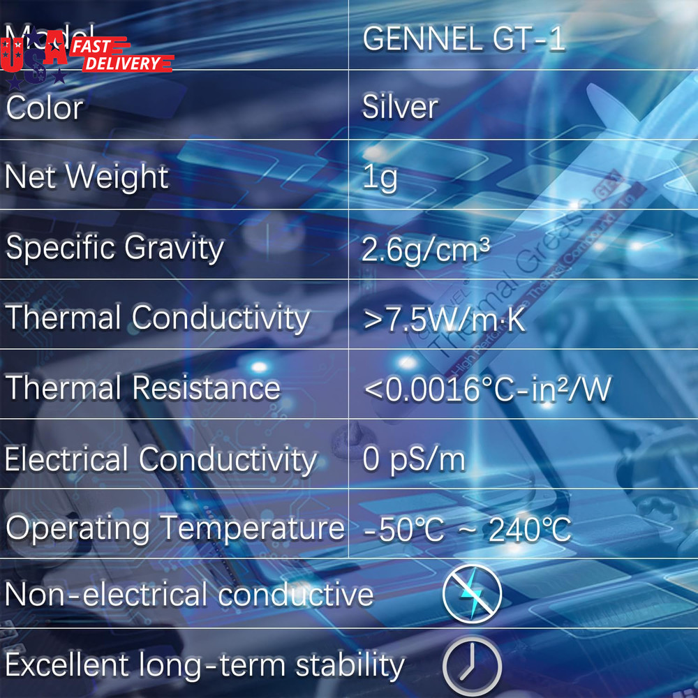2 Pack GT1 Silver CPU Thermal Paste (1 g*2) High Performance Thermal Compound &