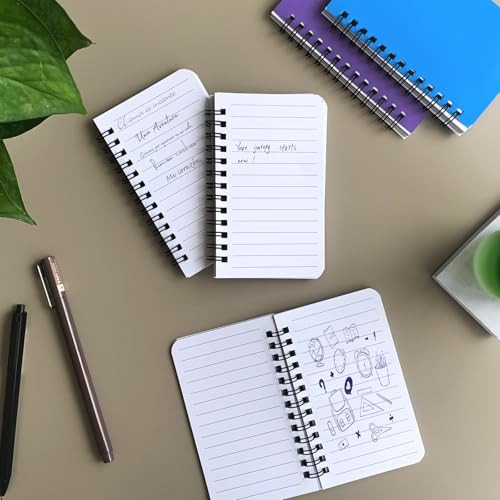 6 Pack Small Spiral Notebook Pocket Notebook 3x5 Spiral Notepads With Lined