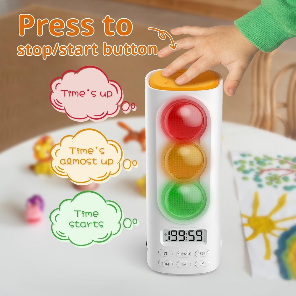 Traffic Light Visual Timer&ADHD Tool for Adults Display Volume Adjustment, wi...