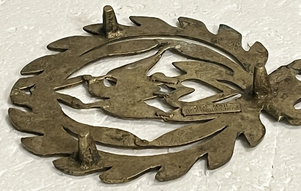 Vtg Brass Patriotic American Eagle Wreath Heart Trivet Hot Plate Wall Hanger USA