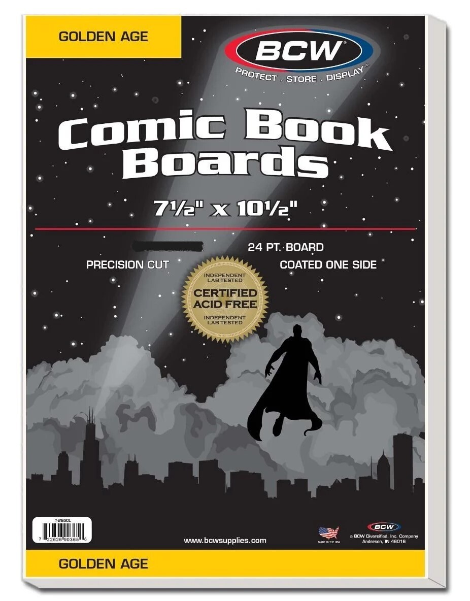 New (15 ct) BCW Golden Age Resealable Thick Comic Book Bag & Backing Boards