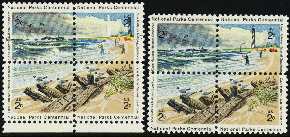 1451a, MNH 2¢ Massive Color Shift Freaky Error Block With Normal * Stuart Katz
