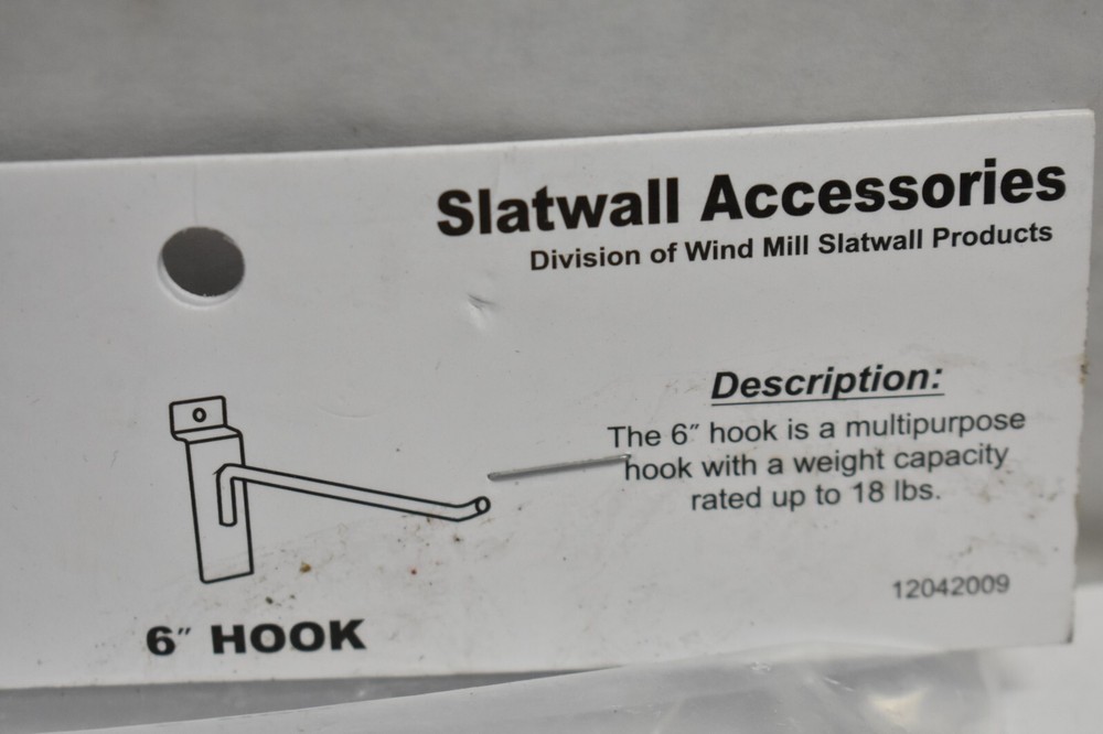 GarageEscape 6" Slatwall Single Hooks 4 Pack AHDH-6K Multipurpose Lightweight