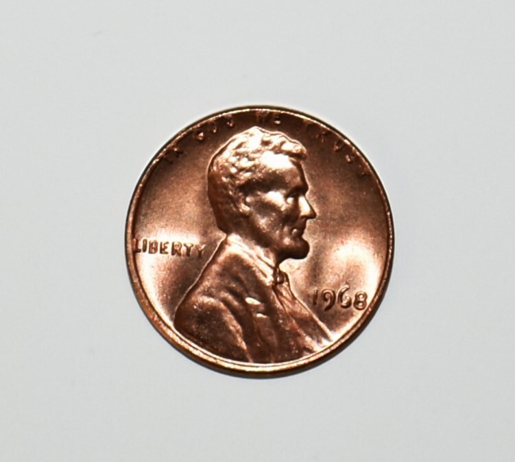 1968 Penny Error No Mint Mark P Red High Mint State Rim Collar DD Errors