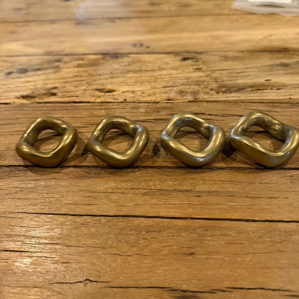 Four Vintage Solid Chain Bronze Napkin Rings