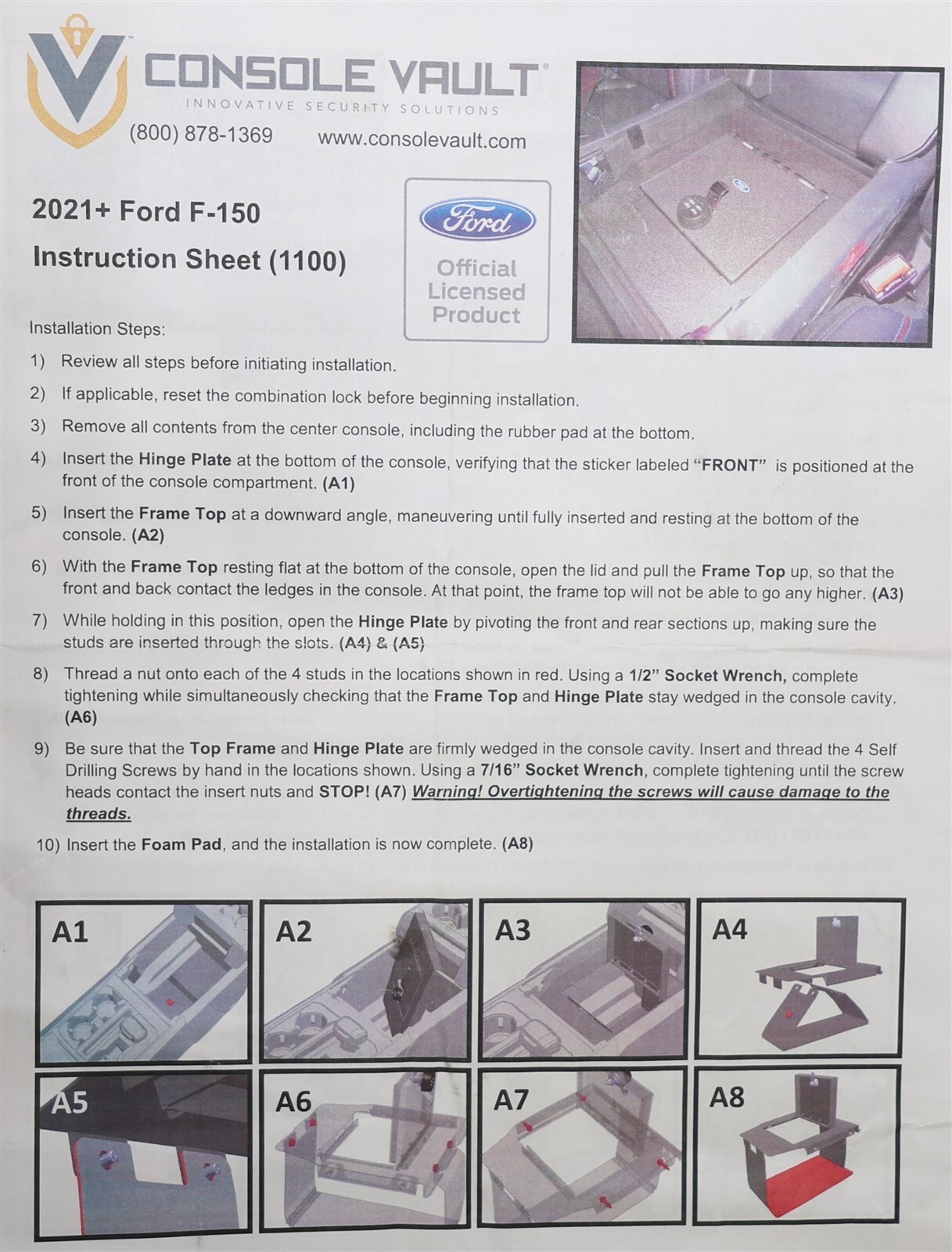 NEW OEM Ford Center Console Security Vault Safe VML3Z-9906202-A F-150 2021-2023