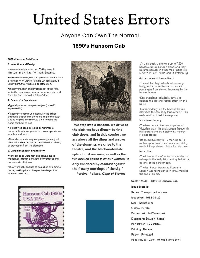 Centsational Custom Presentation Panel For Error SN 1904a - 8.5” X 11”