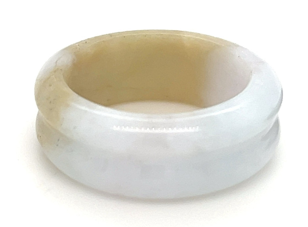 "Type A Burmese Jadeite Ring White with Yellow Size US9"