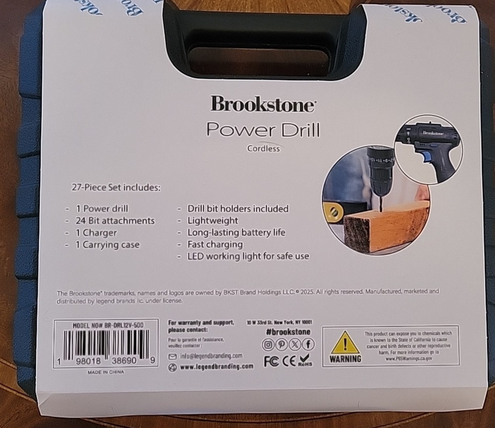 Brookstone 12-volt Power Drill with Accessories NEW UNOPENED