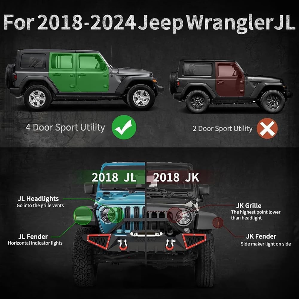 Upgraded Running Boards for 2018-2025 Jeep Wrangler JL 4 Door Side Step Nerf Bar