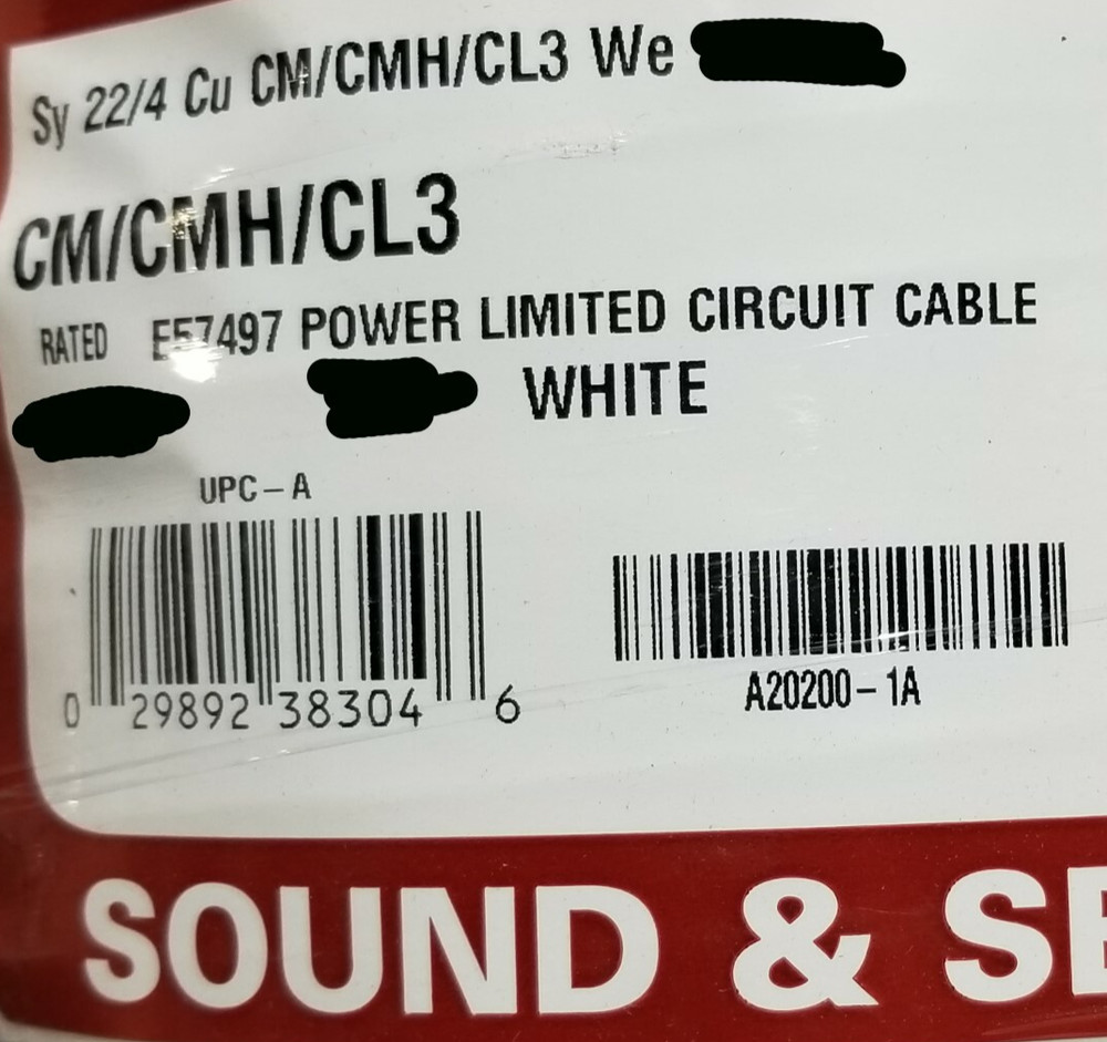 Southwire/Tappan 22/4C Solid Security/Control Cable CM/CMH/CL3 White /100ft