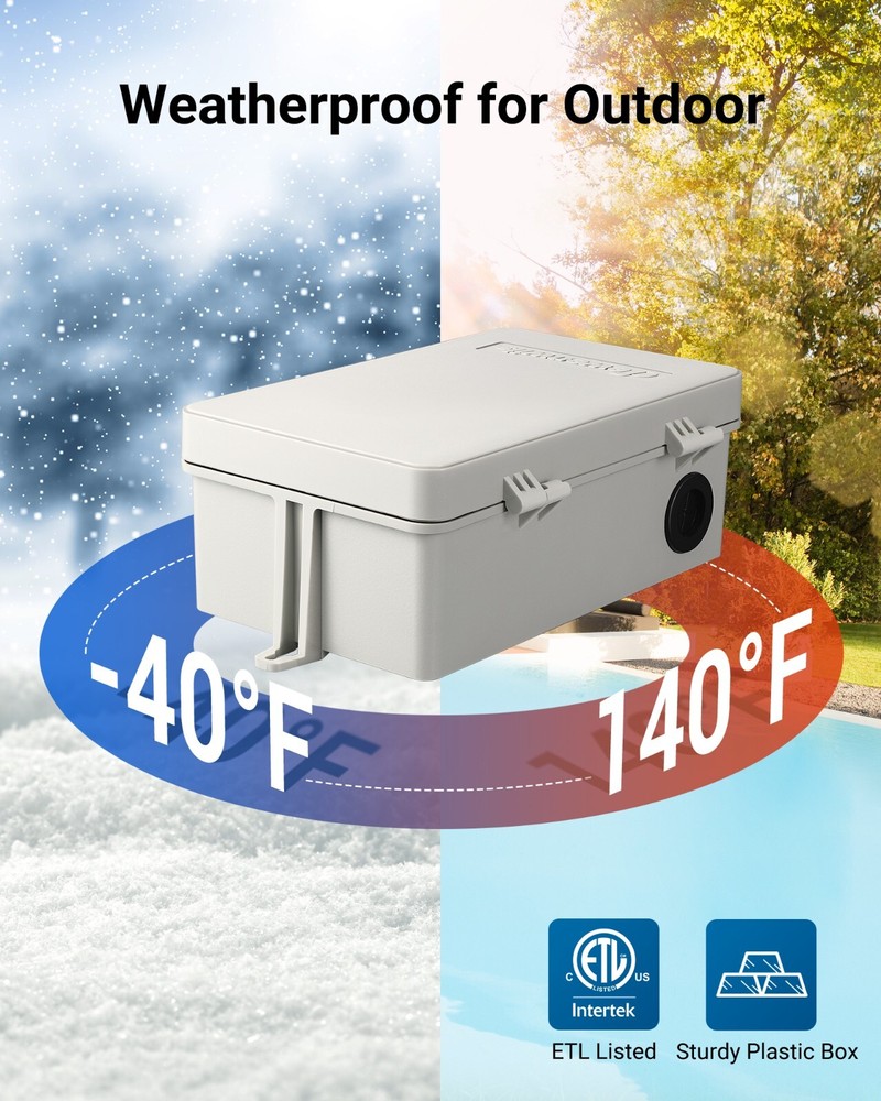 DEWENWILS Pool Pump Timer, Outdoor Digital Timer Box Heavy Duty 7-Day Programmab