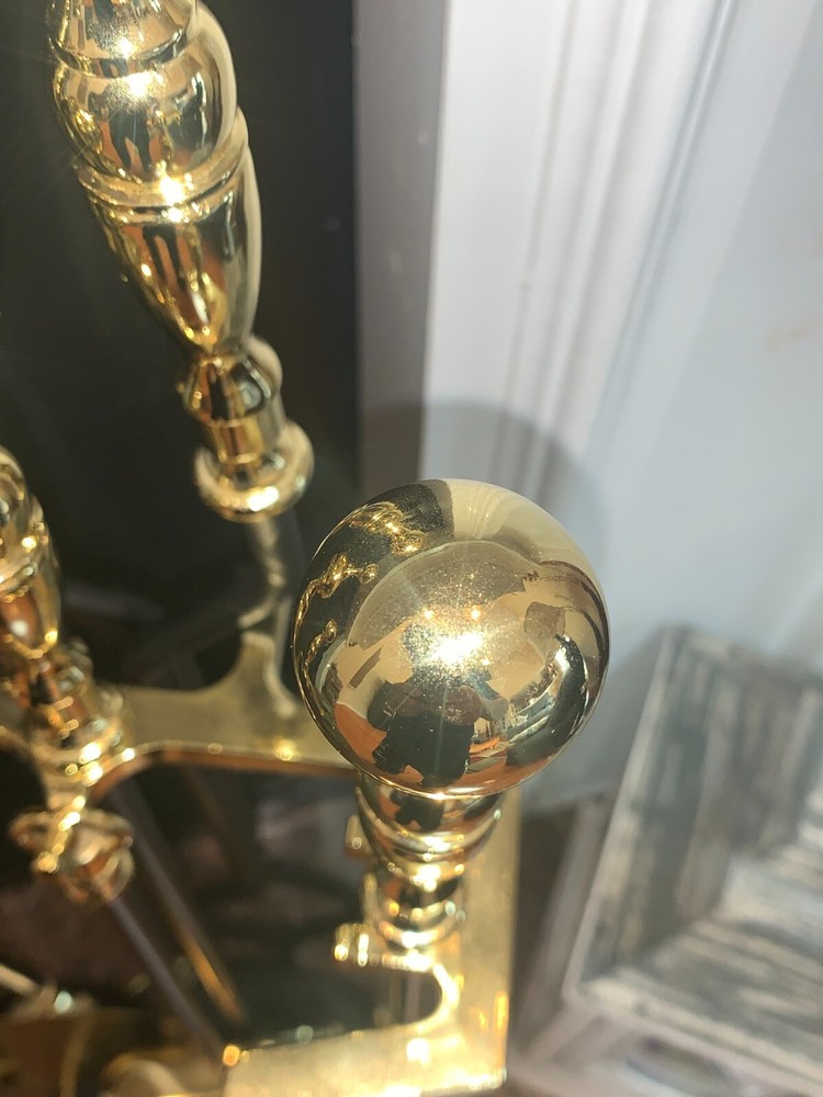 Gold & Black cast iron fireplace tool set with stand