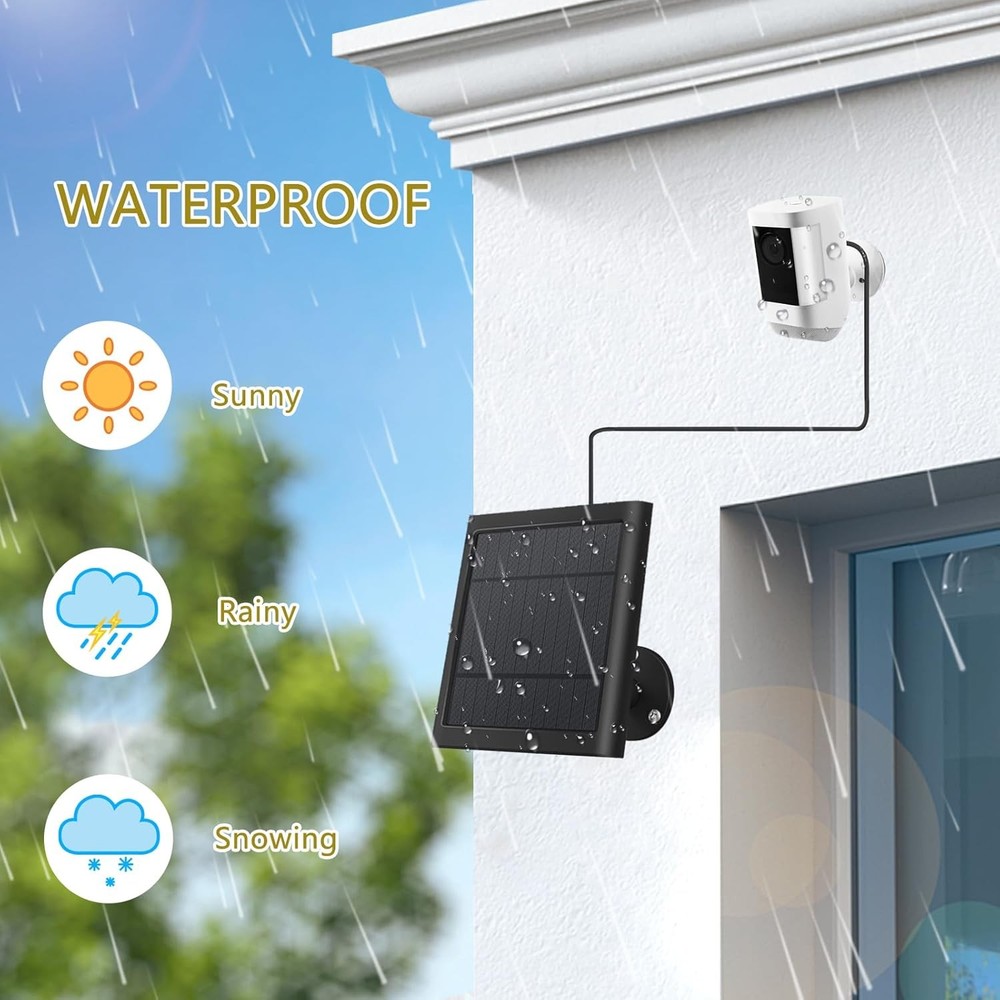 Solar Panel with 10FT Long Cable Dustproof Waterproof - for Ring Security Camera