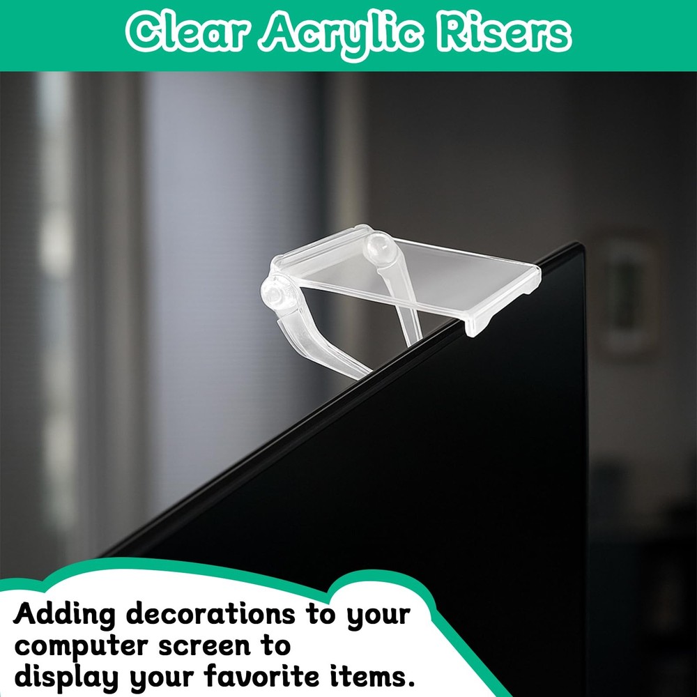 6PCs Acrylic Display Risers Stand Computer Monitor Clear Display Shelf Comput...