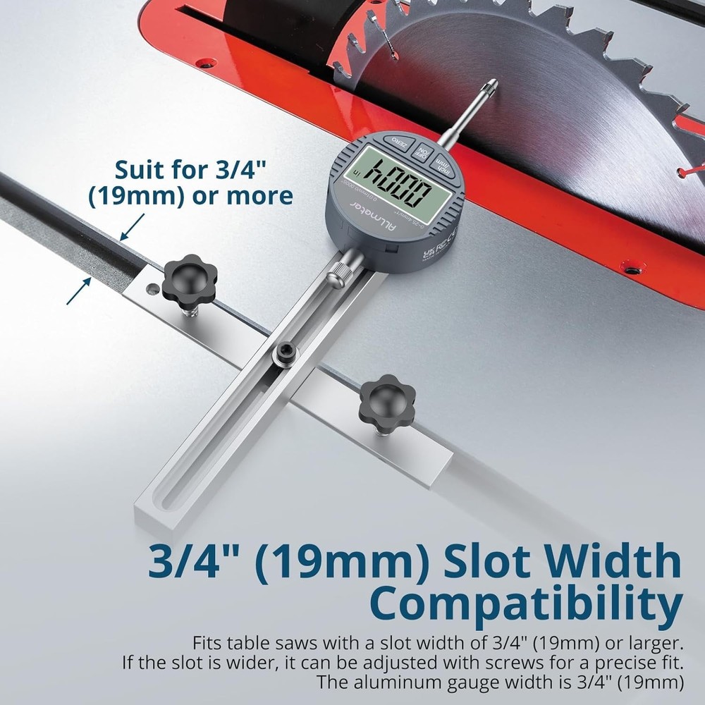 Digital Table Saw Gauge with Dial Indicator Range,CNC 0-1 Inch Silver gray