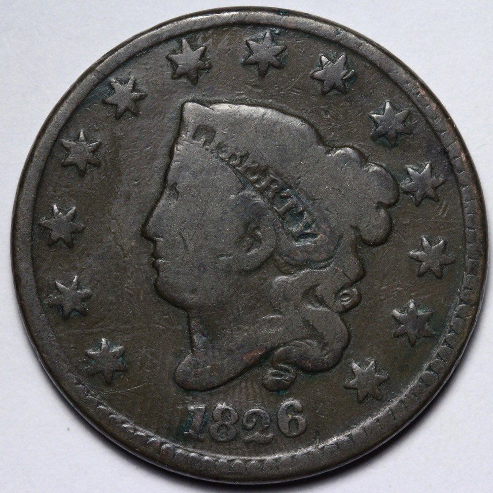 1826 Coronet Head Large Cent VG E107 TVDNM