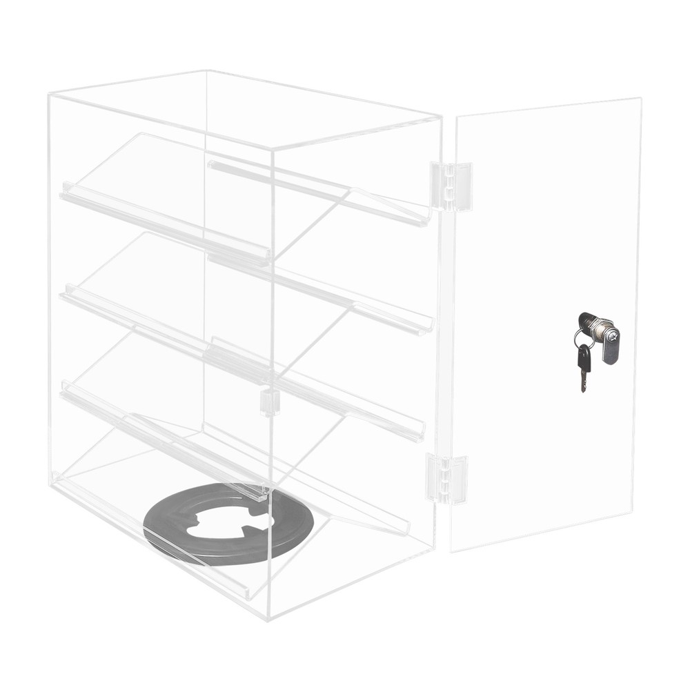4 Tier 360° Rotation Acrylic Locking Box Clear Display Case Dust-proof Showcase