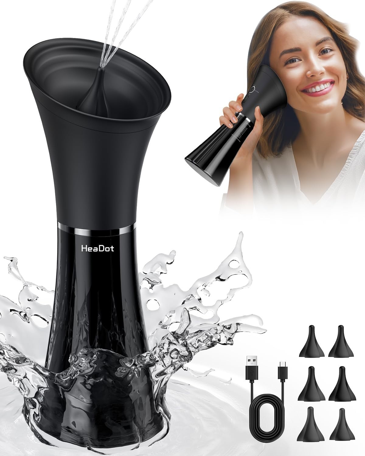 HeaDot Ear Wax Removal with Smart Water Temperature  IPX7 4 Modes Retractable