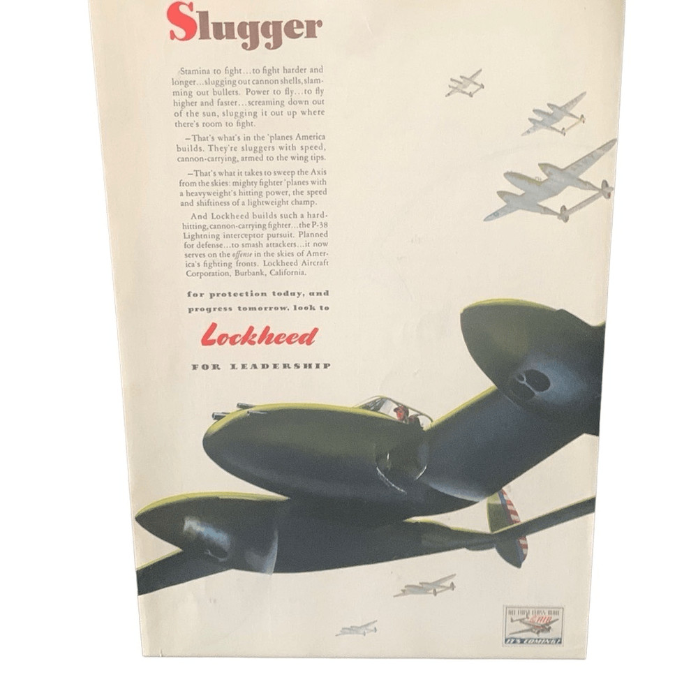 Vintage 1942 Lockheed Slugger Ad Advertisement