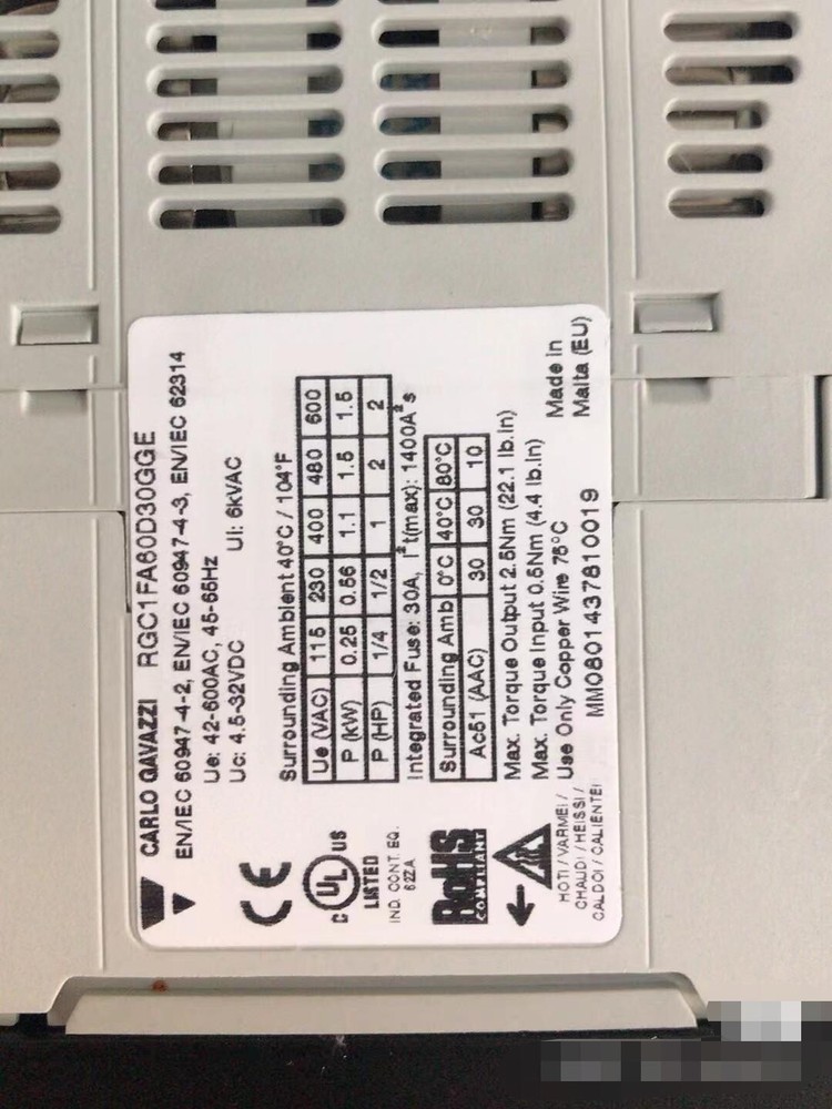 1pc USED RGC1FA60D30GGE Solid State Relay Tested #V5HC CH