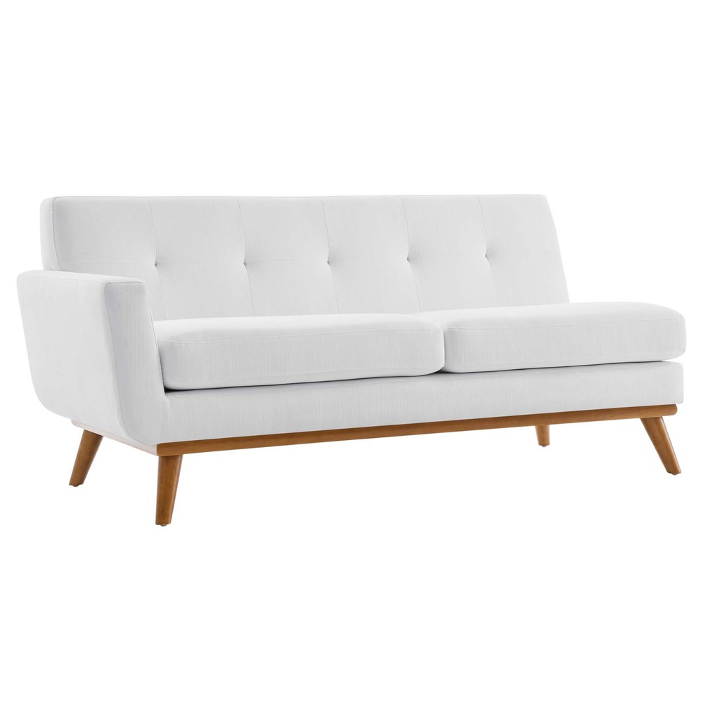 Modway Mid-Century Modern Upholstered Right-Facing Sectional Sofa in White