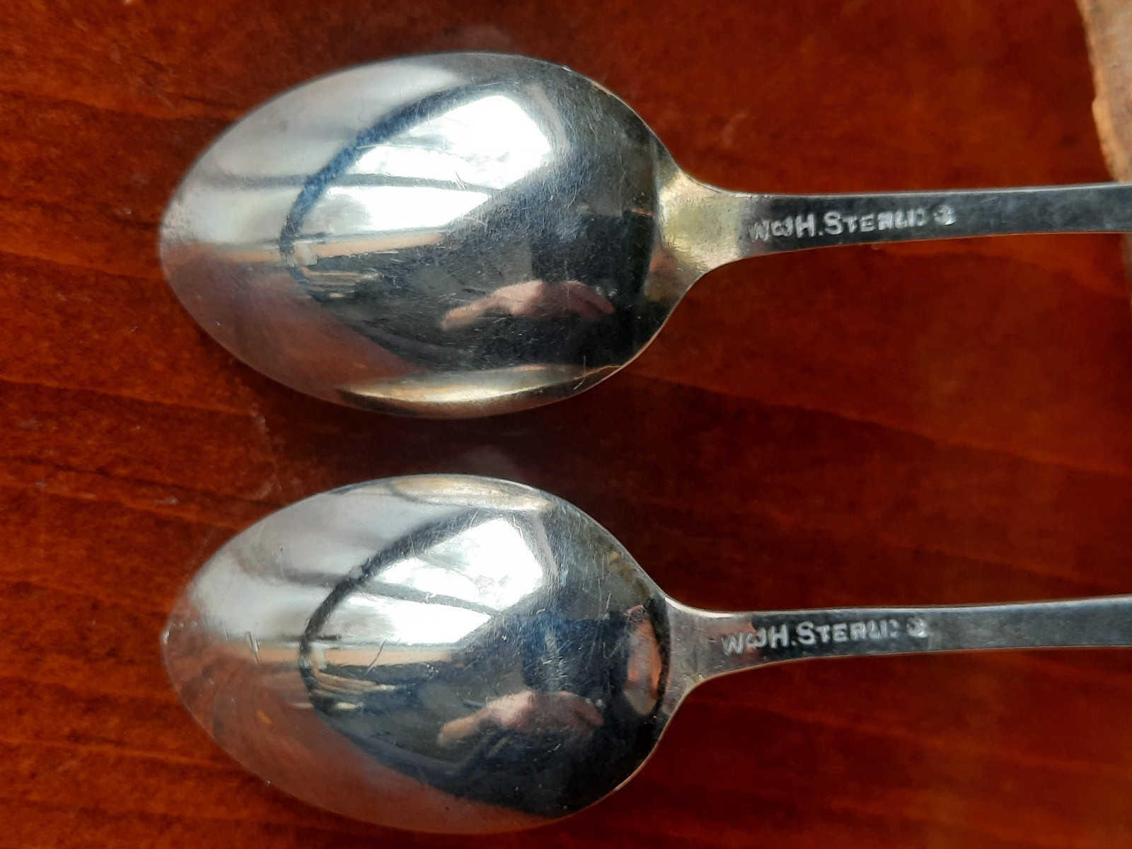 Pair Sterling Wood & Hughes Unknown Chrysanthemum Pattern Demitasse, No Mono