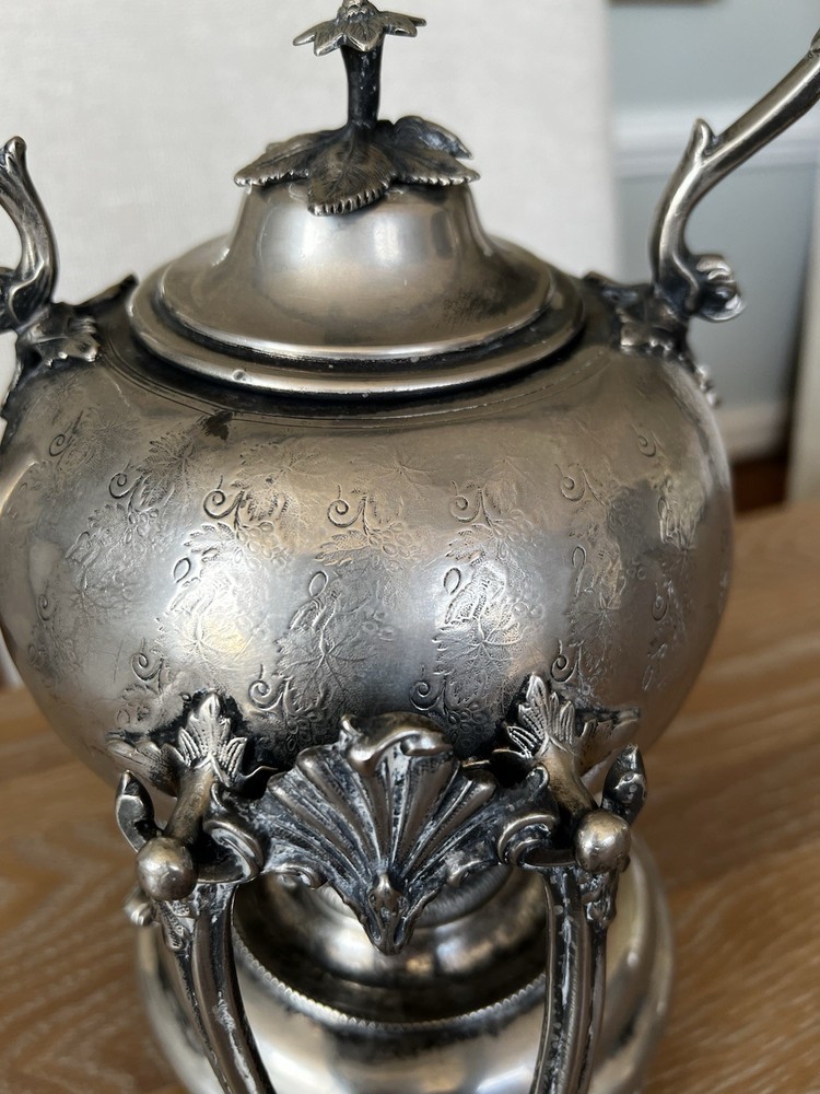 JD & Co Tea Pot Spirit Kettle Burner Wick Silver Plate