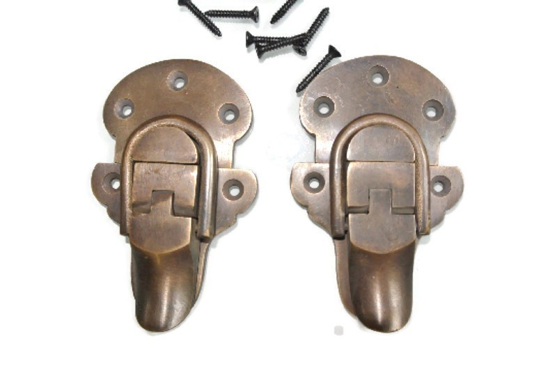 2 solid brass large Trunk Catch Hasp latch for Suitcase box old Style Lock 8.5cm