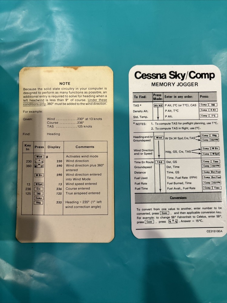Rare - Cessna Sky Comp Navigation Computer W/Manual and hard case