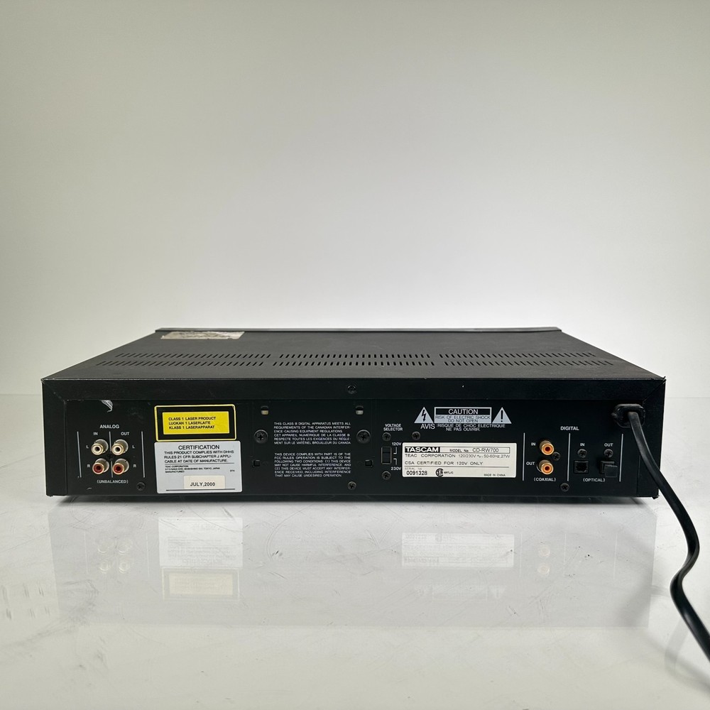 Tascam CD-RW700 Professional CD Rewritable Recorder & Player; AS-IS