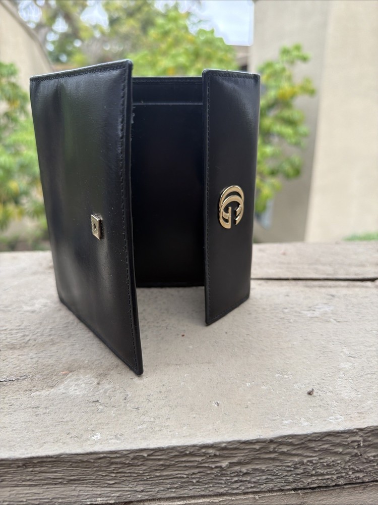 Authentic Gucci Leather Black Journal Book Cover Organizer