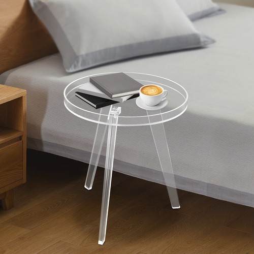Acrylic Side Table, Clear Side Table, Round Acrylic Side Table