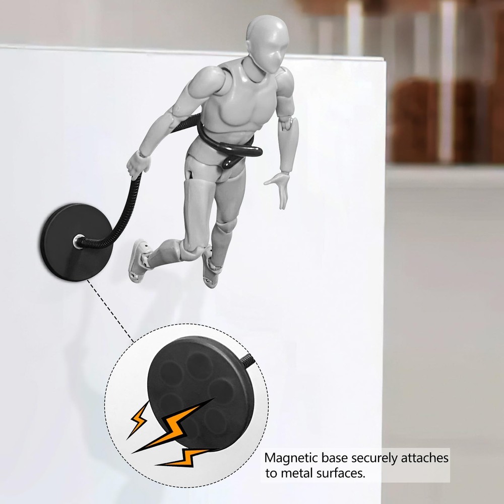 Action Figure Stand with Magnetic Base –Stop Motion Rig 2 Pack Black