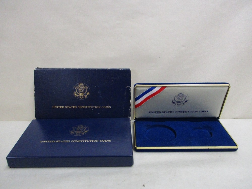 EMPTY BOX  for 1987 US Constitution Proof Silver Dollar & $5 Gold 2-Coin Set