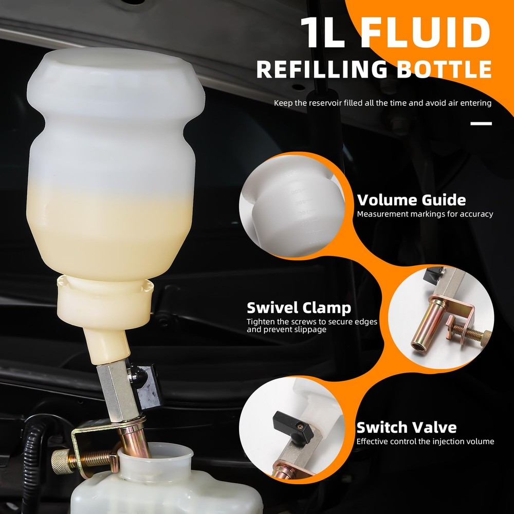 Pump Bleeder Vacuum Kit FOUR UNCLES Brake Pneumatic Fluid Extractor Refilling
