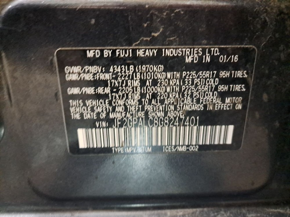 2016 Crosstrek Jack Sku#4399992