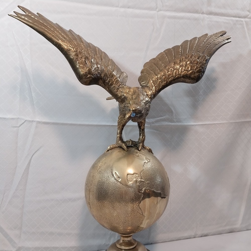 Imported Handcrafted Antique Bald Eagle Globe brass - Korea
