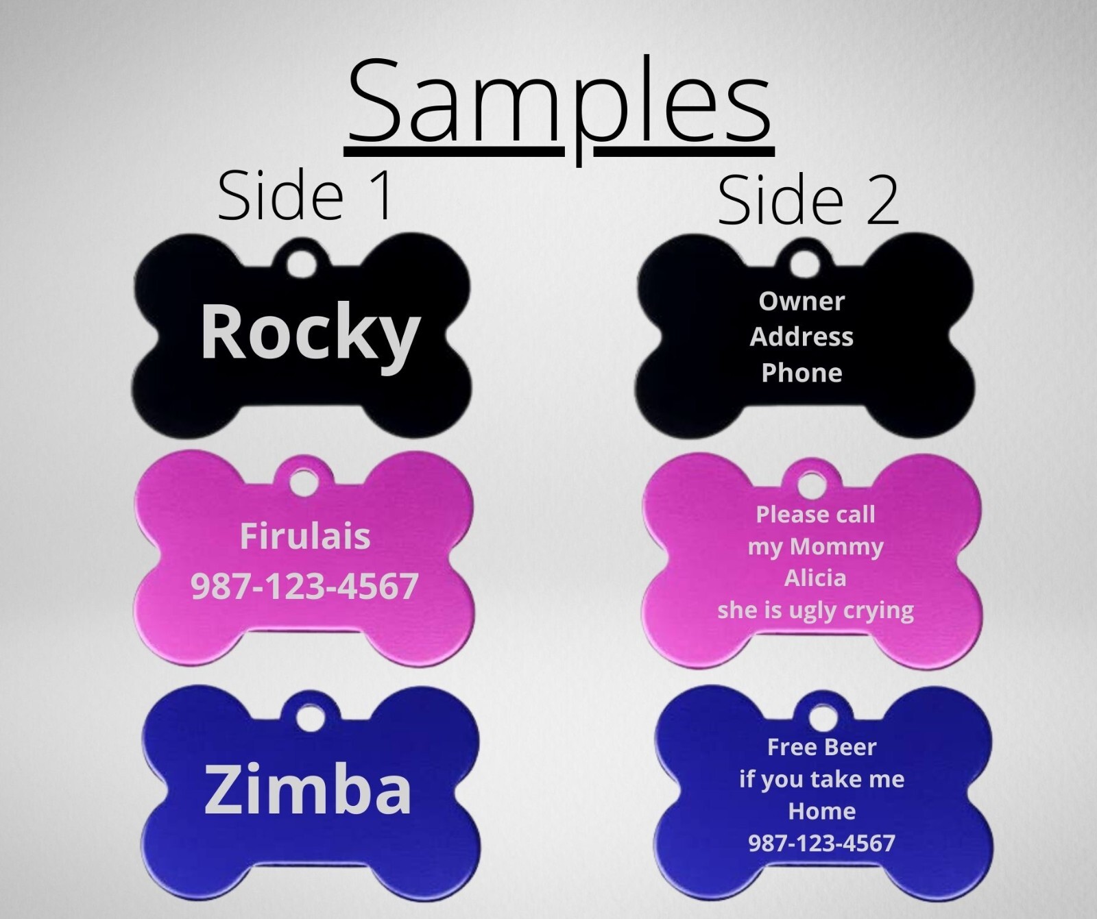 CUSTOM Laser ENGRAVED PERSONALIZED PET TAG ID DOG CAT NAME TAGS DOUBLE SIDE